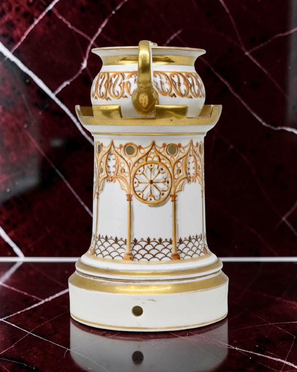 Porte à tisane en porcelaine polychrome - France, XIXe siècle-photo-3